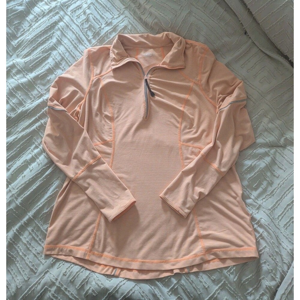 Zella Running Reflective Pullover Stripes Size 1x Orange Active wear Preppy
